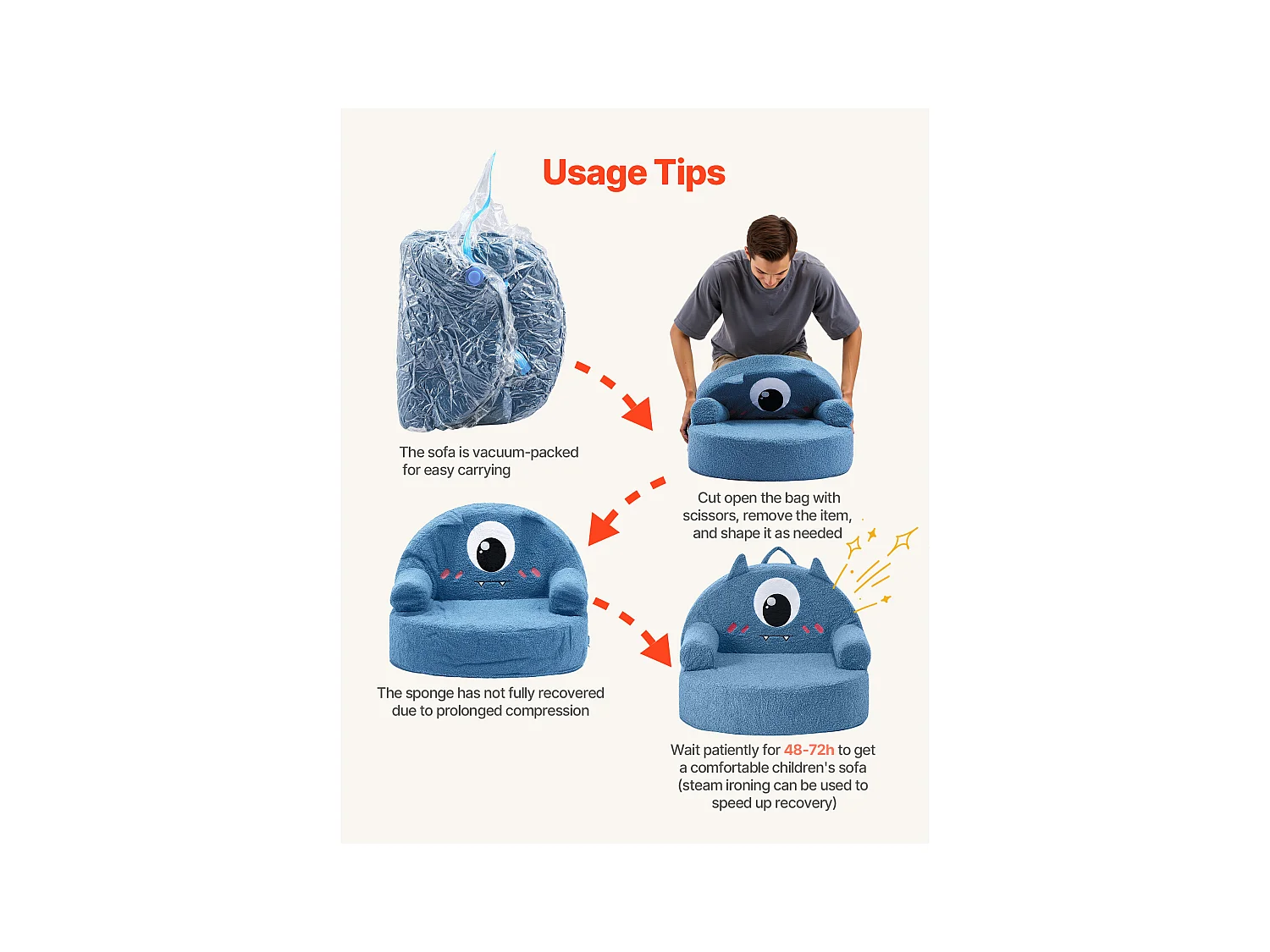 Fotel SucceBuy dla Dzieci Wygodny w Stylu Potwora, Dziecięce Krzesło z Pianki z Podłokietnikami, Sofa dla Maluchów Wyjmowana i Zmywalna, z Gąbki 28D