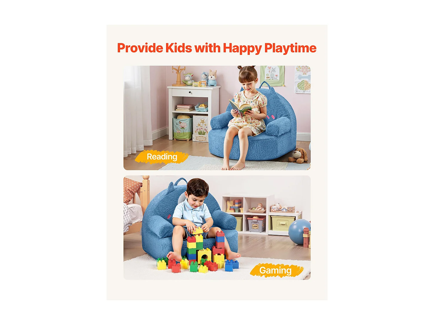 Fauteuil SucceBuy pour Enfants Confortable Style Monstre, Chaise Enfant en Mousse avec Accoudoirs, Sofa Tout-petits Amovible et Lavable, en Éponge 28D