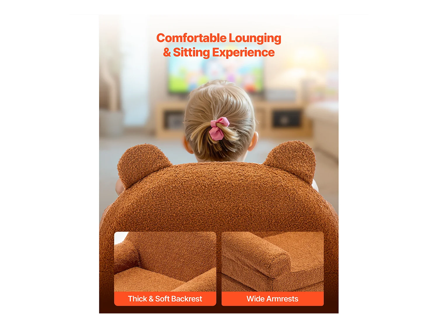 Fauteuil SucceBuy pour Enfants Convertible 2-en-1, Canapé-lit Pliable et Moelleux, avec Accoudoirs, en Éponge 28D et Polaire Bouclette, Sofa Tout-petits