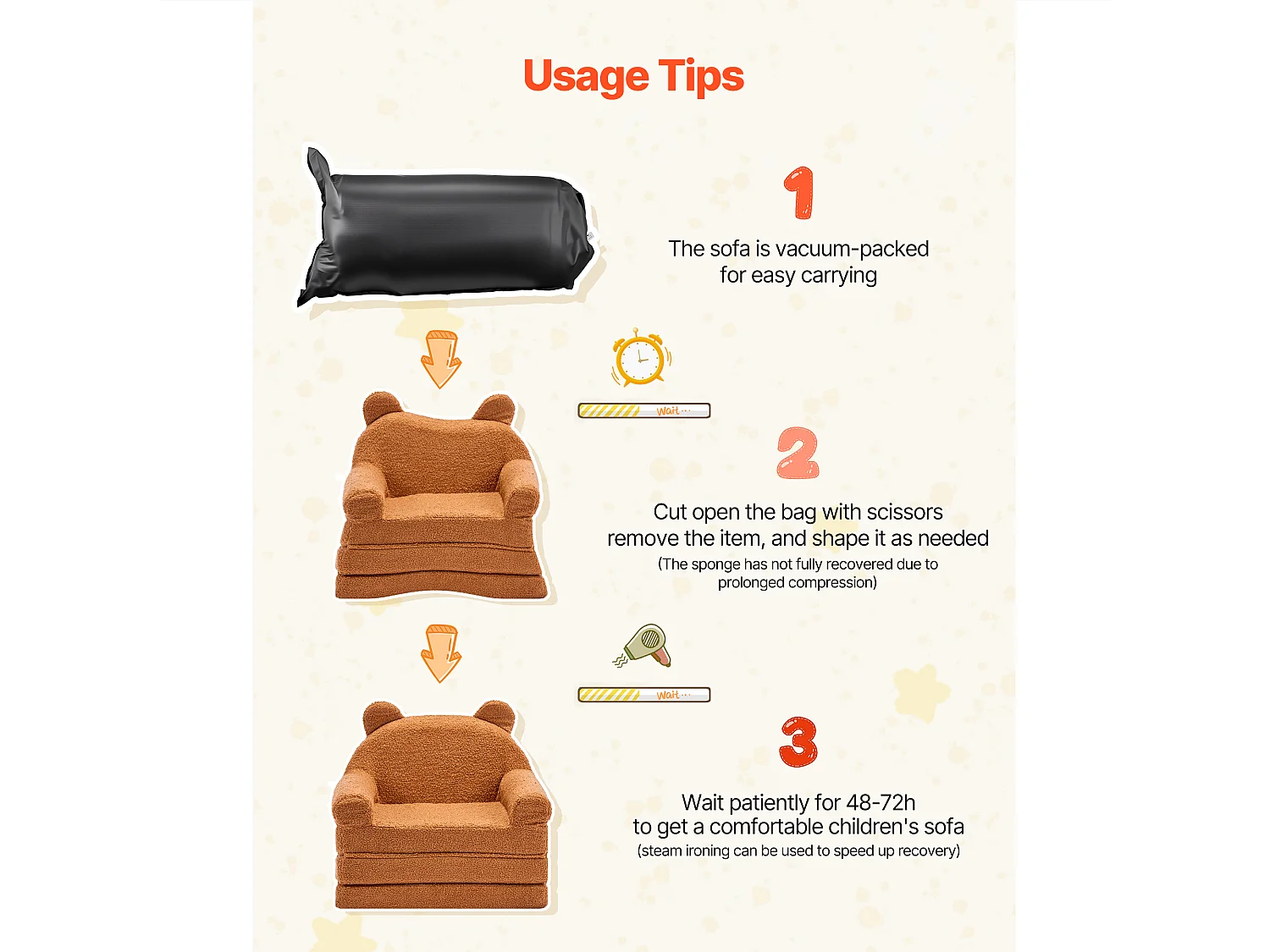 Kinderstoel SucceBuy Verstelbaar 2-in-1, Opvouwbare en Zachte Bank Bed, met Armleuningen, van 28D Spons en Fleece, Peuter Bankje