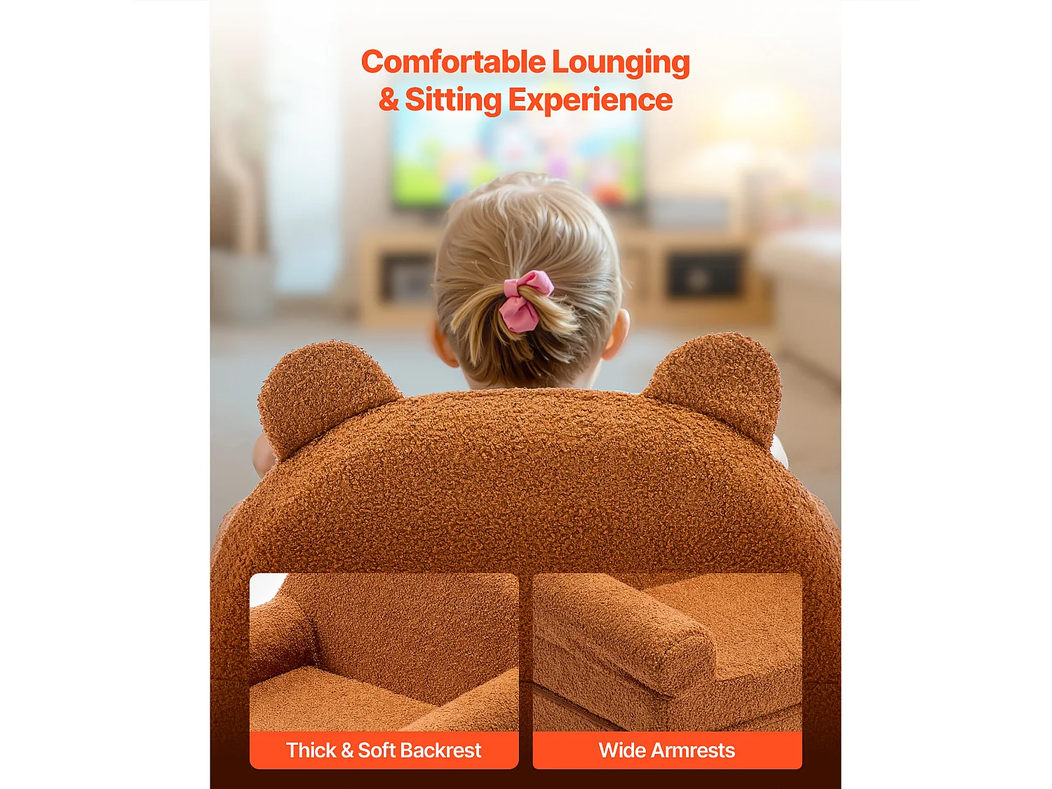 Kinderstoel SucceBuy Verstelbaar 2-in-1, Opvouwbare en Zachte Bank Bed, met Armleuningen, van 28D Spons en Fleece, Peuter Bankje