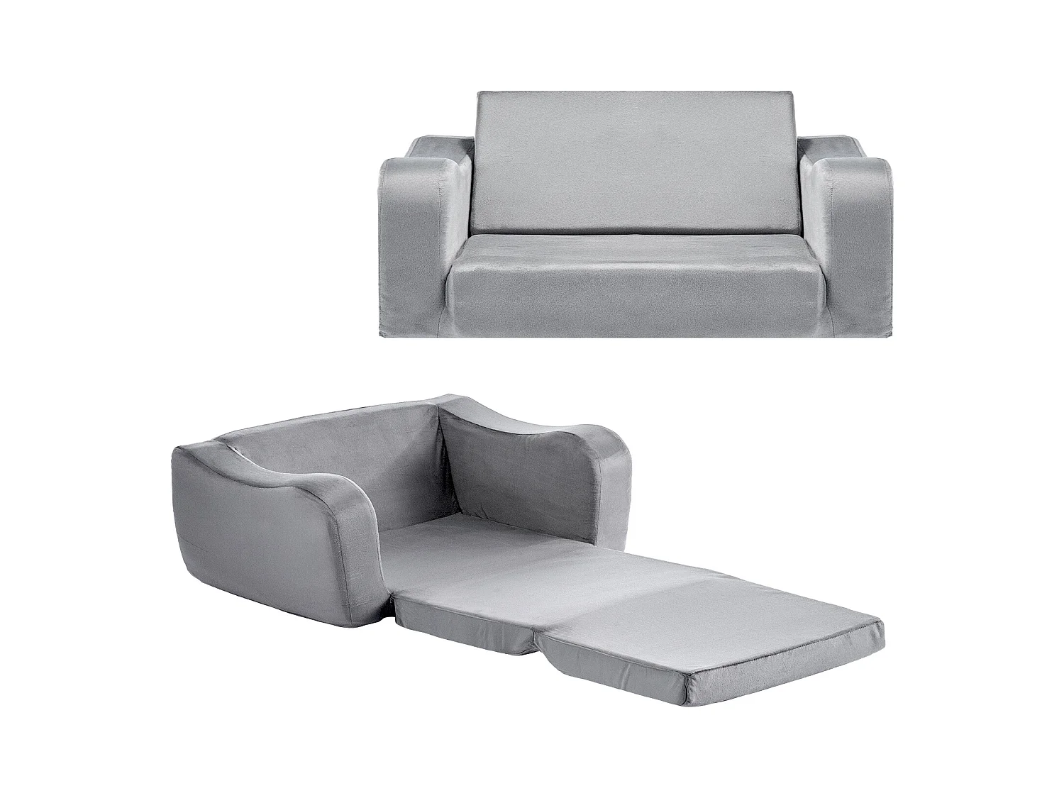 Kanapa SucceBuy dla Dzieci 2w1 Przekształcana w Leżankę, Składana i Miękka Sofa dla Maluchów, z Podłokietnikami, z Gąbki 28D i Krótkim Włosiem