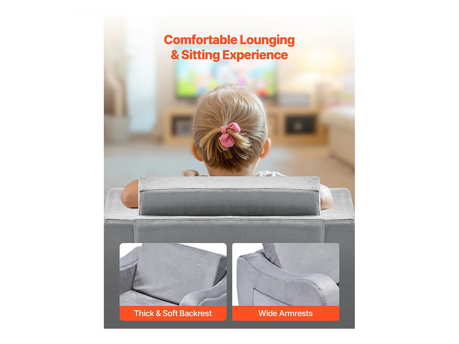 Kanapa SucceBuy dla Dzieci 2w1 Przekształcana w Leżankę, Składana i Miękka Sofa dla Maluchów, z Podłokietnikami, z Gąbki 28D i Krótkim Włosiem