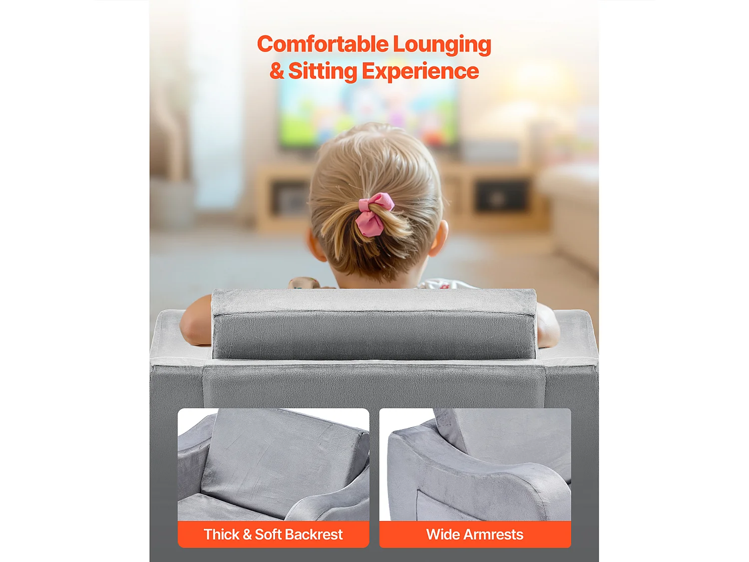 Kanapa SucceBuy dla Dzieci 2w1 Przekształcana w Leżankę, Składana i Miękka Sofa dla Maluchów, z Podłokietnikami, z Gąbki 28D i Krótkim Włosiem