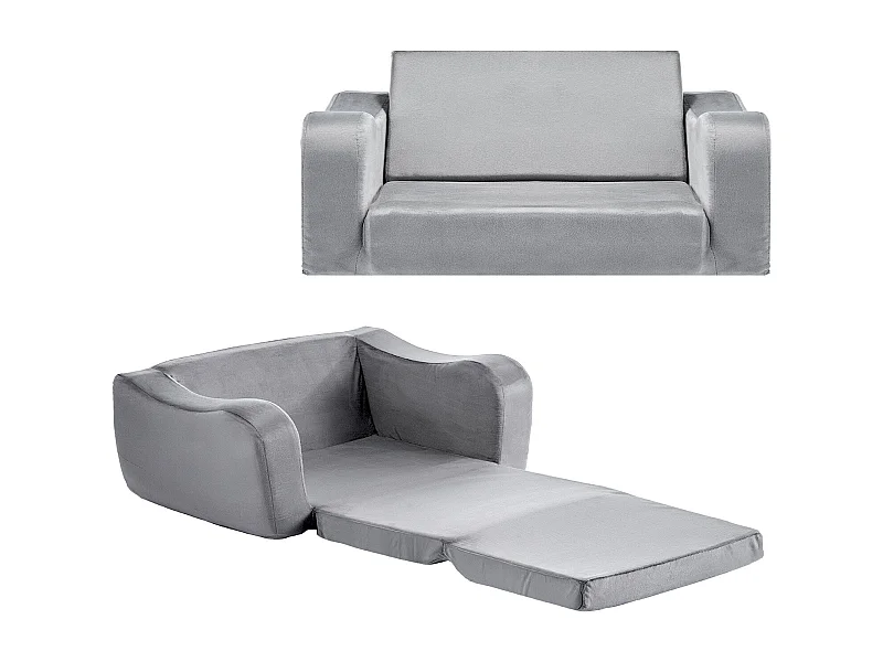Canapé SucceBuy pour Enfants 2-en-1 Convertible en Chaise Longue, Sofa Tout-petits Pliable et Moelleux, avec Accoudoirs, en Éponge 28D et Poils Courts