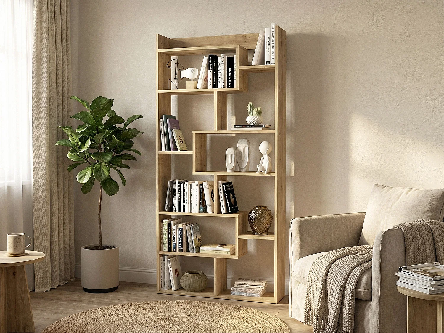 Etagère avec 9 niches - Naturel clair - PALERINO