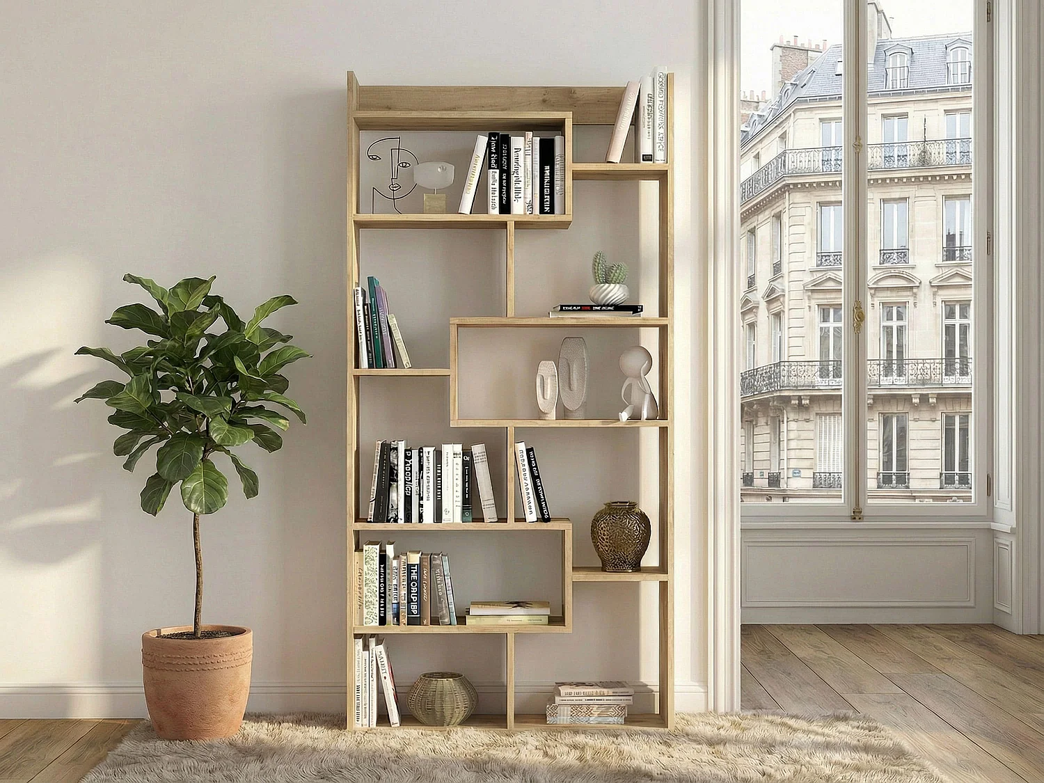 Etagère avec 9 niches - Naturel clair - PALERINO