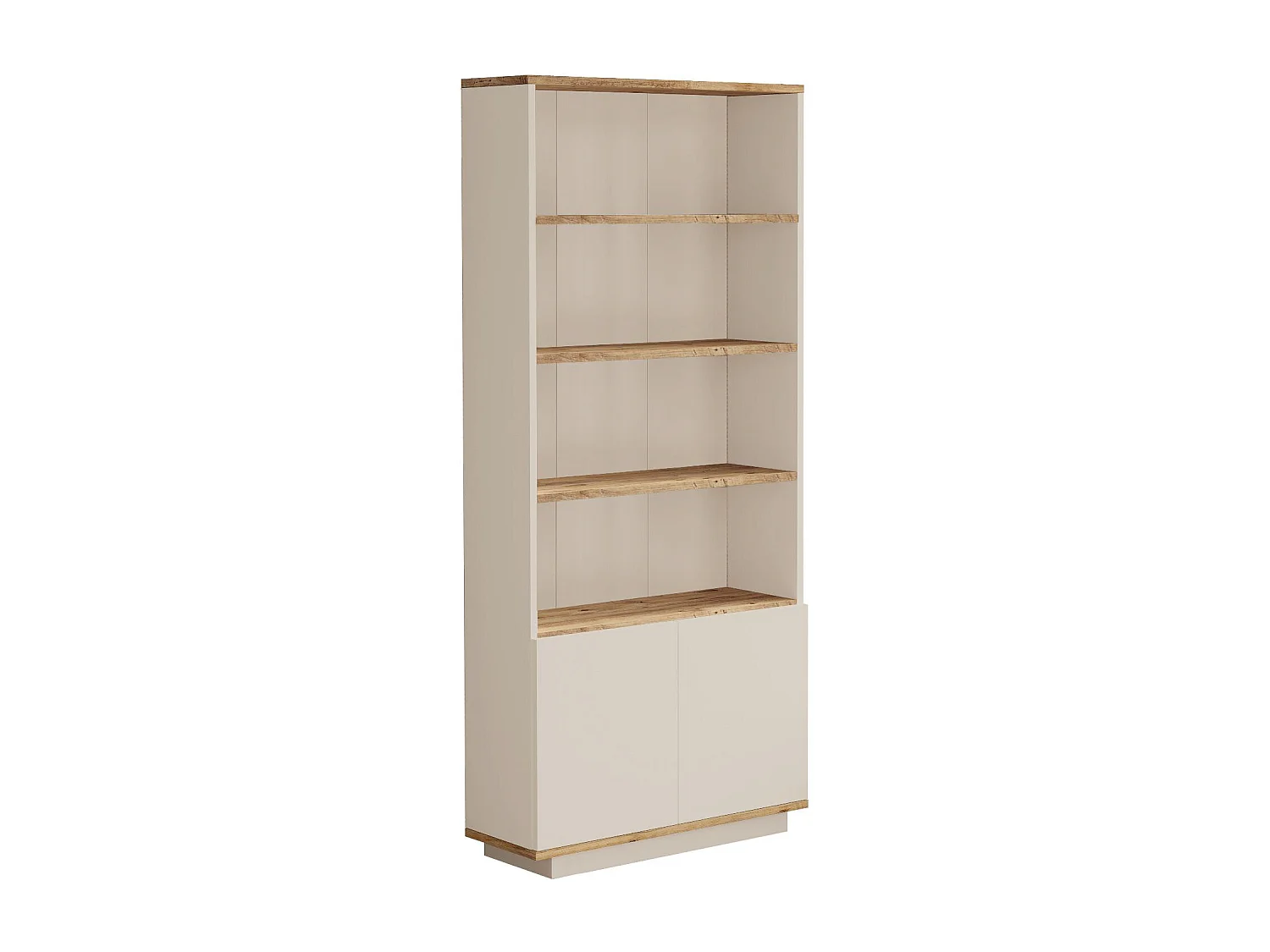 Bibliothèque avec 2 portes et 4 niches - Beige et naturel - LOTULA