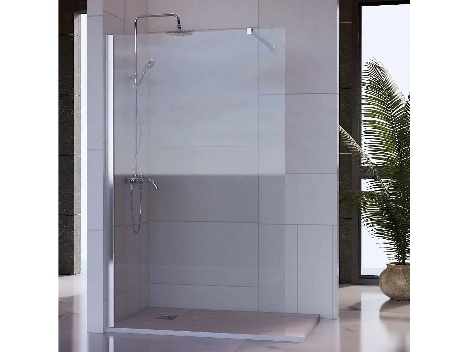 Mampara Ducha Fija 80x200 cm Cristal Templado 8 mm Antical – Eclíptica Home – Cromo Brillo