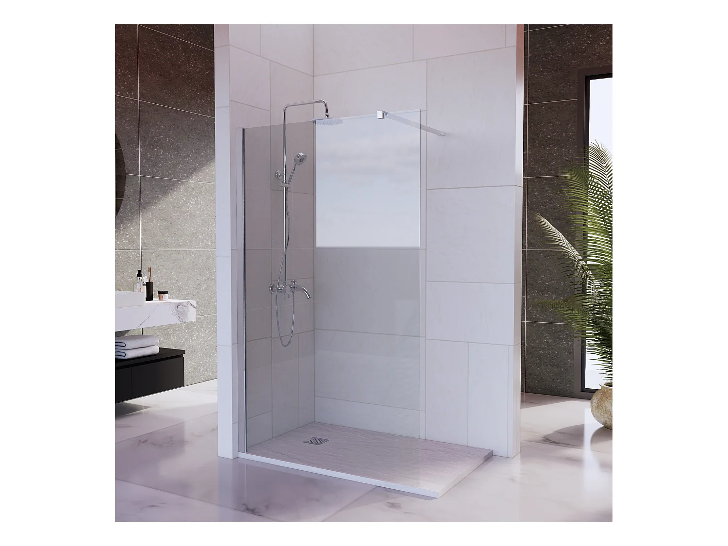 Mampara Ducha Fija 110x200 cm Cristal Templado 8mm Antical – Eclíptica Home – Cromo Brillo