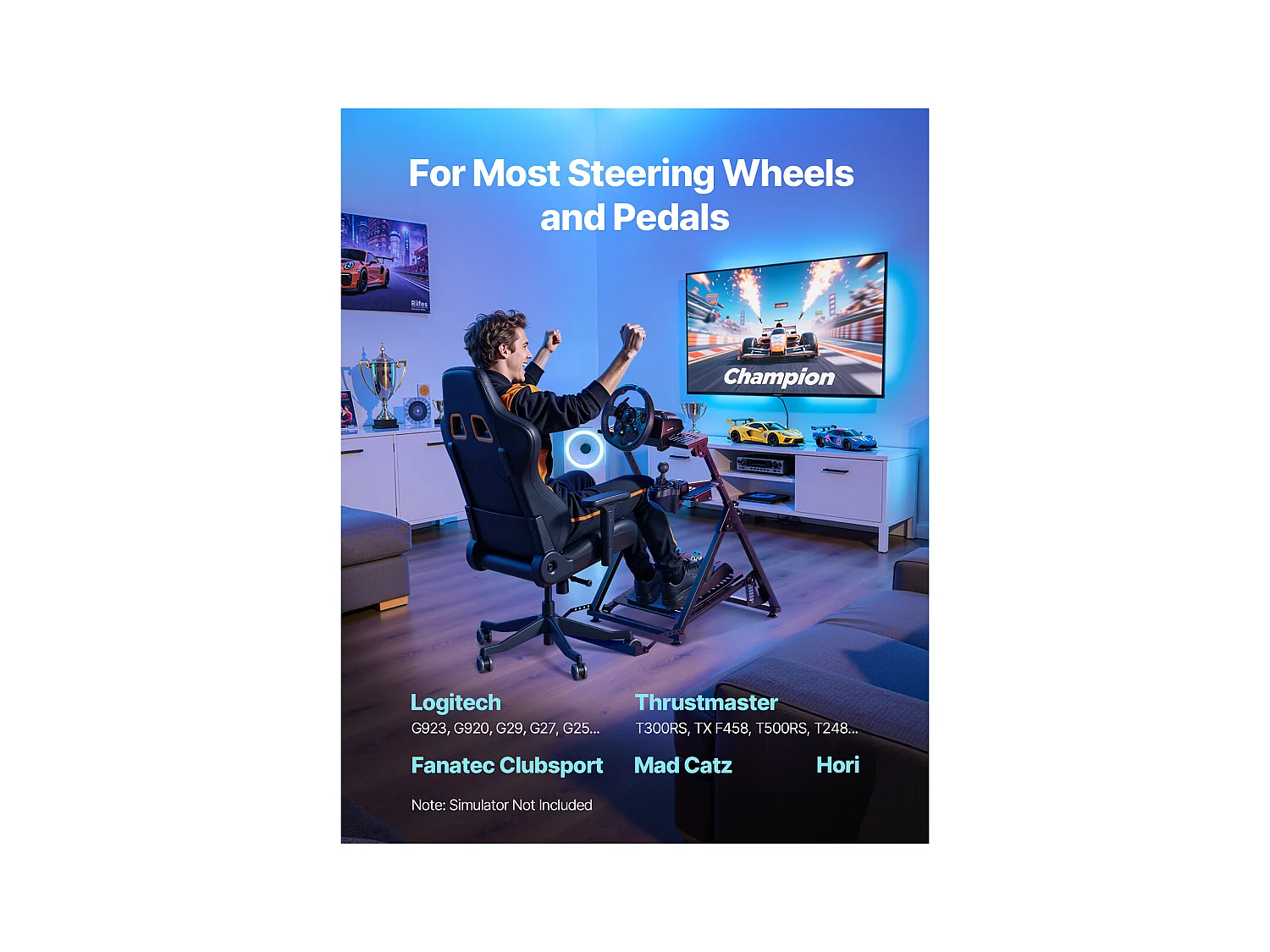 Lenkradständer Rennsitz SucceBuy Klappbar Cockpit Rennsimulator Verstellbar, Kompatibel Logitech G923 G920 G29 G27, Thrustmaster T300RS TX F458, T500RS