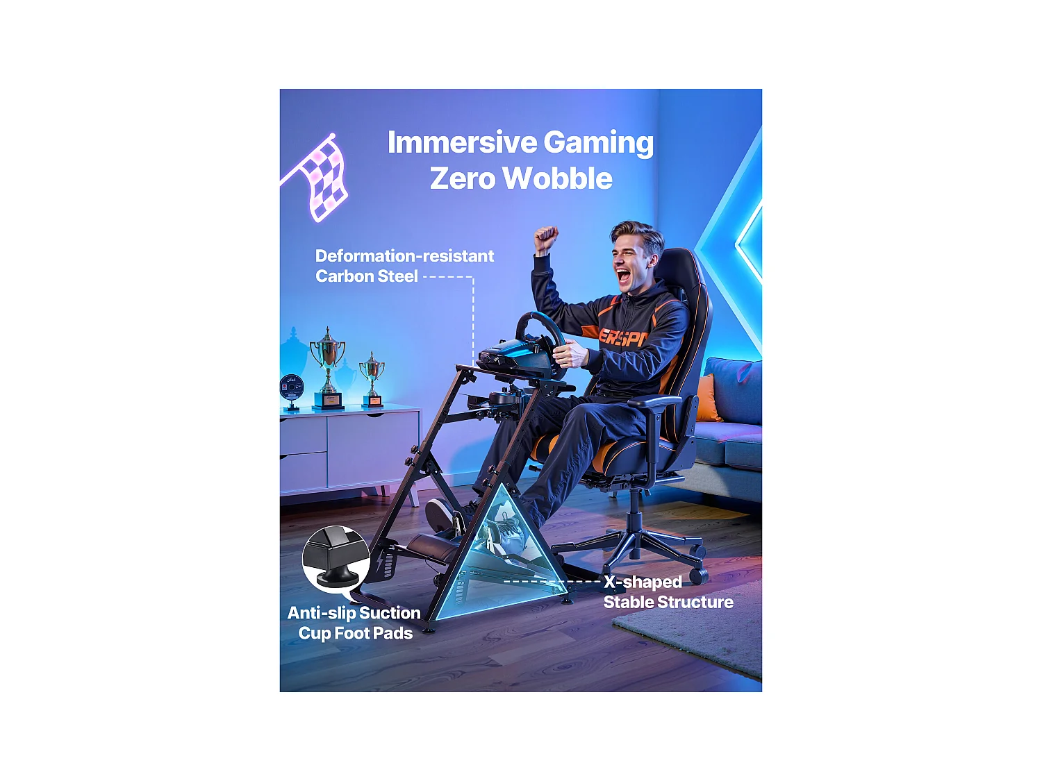 Lenkradständer Rennsitz SucceBuy Klappbar Cockpit Rennsimulator Verstellbar, Kompatibel Logitech G923 G920 G29 G27, Thrustmaster T300RS TX F458, T500RS