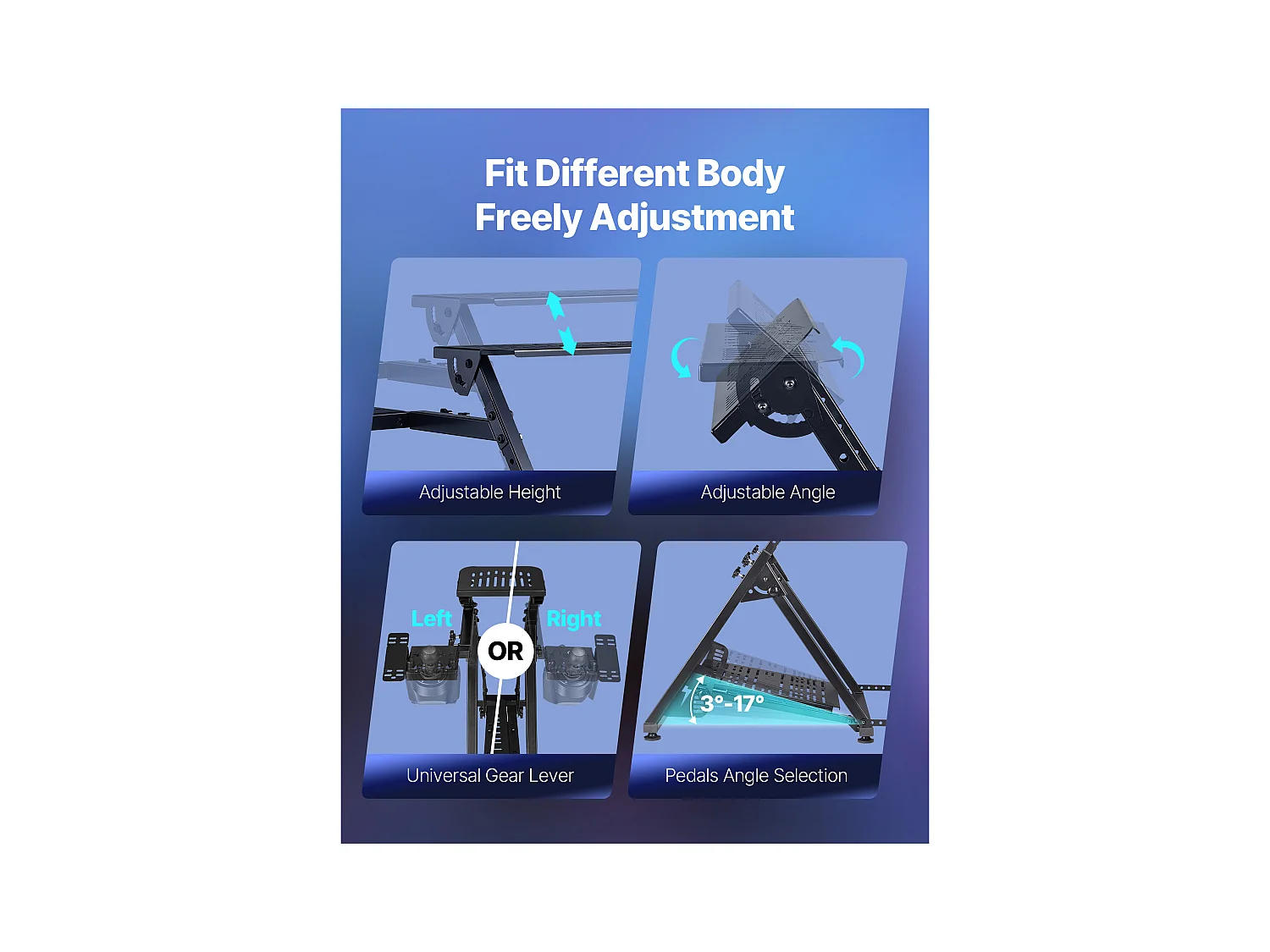 Lenkradständer Rennsitz SucceBuy Klappbar Cockpit Rennsimulator Verstellbar, Kompatibel Logitech G923 G920 G29 G27, Thrustmaster T300RS TX F458, T500RS