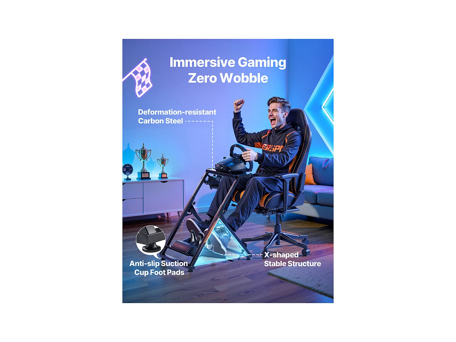 Lenkradständer Rennsitz SucceBuy Kompakt Cockpit Rennsimulator Klappbar, Kompatibel Logitech G923 G920 G29 G27, Thrustmaster T300RS TX F458, T500RS