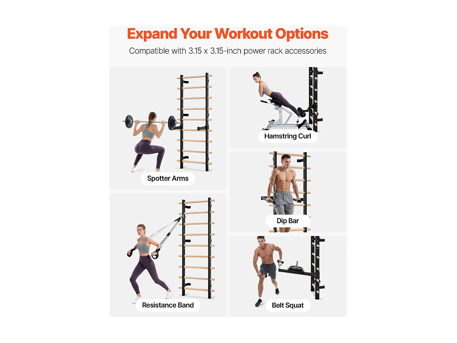 Espalier Murale SucceBuy en Bois Massif et Acier au Carbone 197x80 cm, Échelle Suédoise à 9 Niveaux, Capacité de Charge jusqu'à 150 kg, Idéal pour l'Escalade