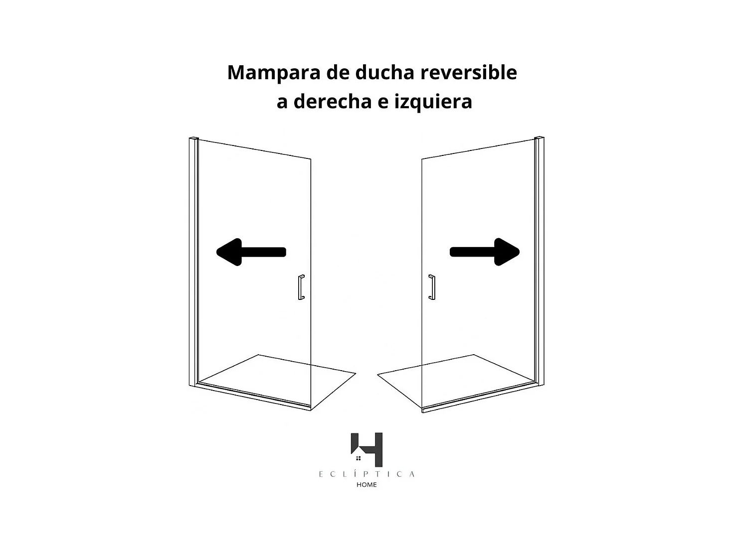 Mampara Ducha Fija 60x200 cm Cristal Templado 8 mm Antical – Eclíptica Home – Negro Mate