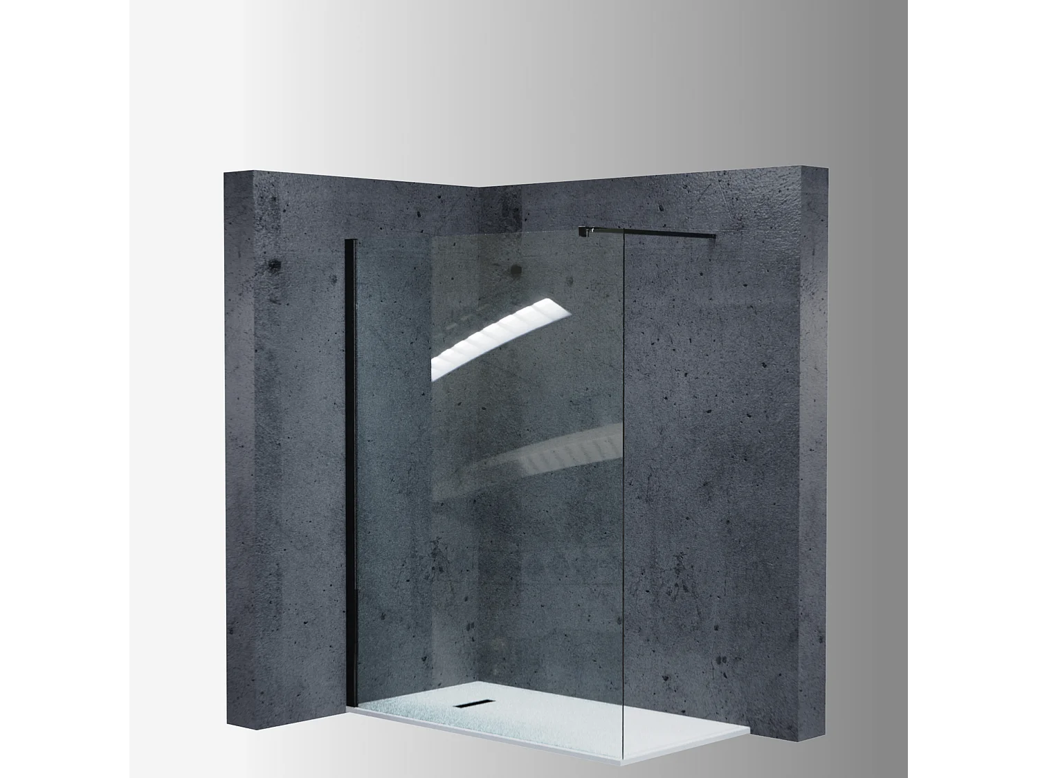 Mampara Ducha Fija 90x200 cm Cristal Templado 8 mm Antical – Eclíptica Home – Negro Mate