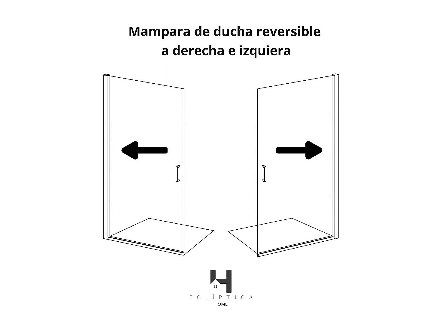 Mampara Ducha Fija 70x200 cm Cristal Templado 8 mm Antical – Eclíptica Home – Negro Mate