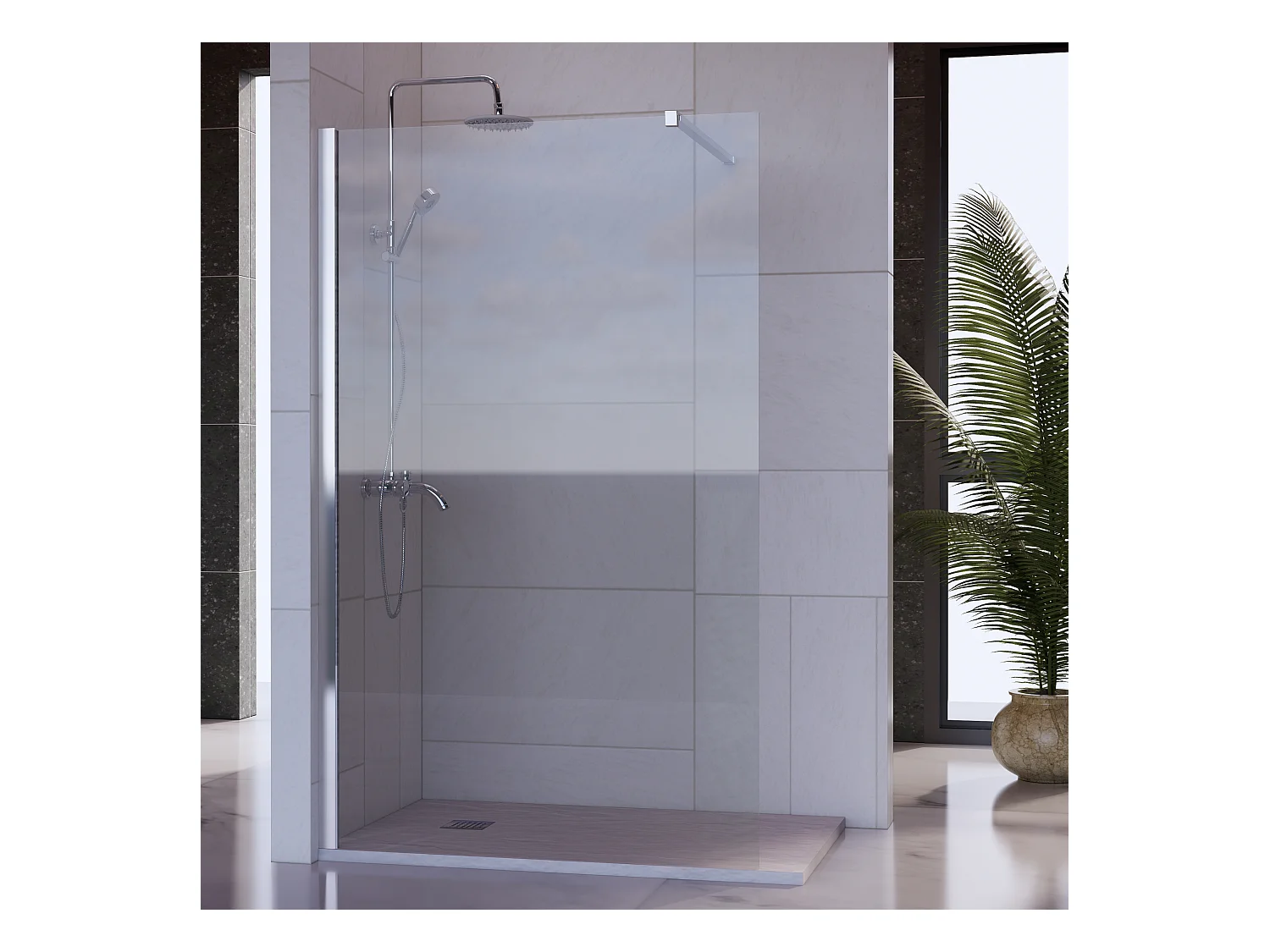 Mampara Ducha Fija 90x200 cm Cristal Templado 8 mm Antical – Eclíptica Home – Cromo Brillo