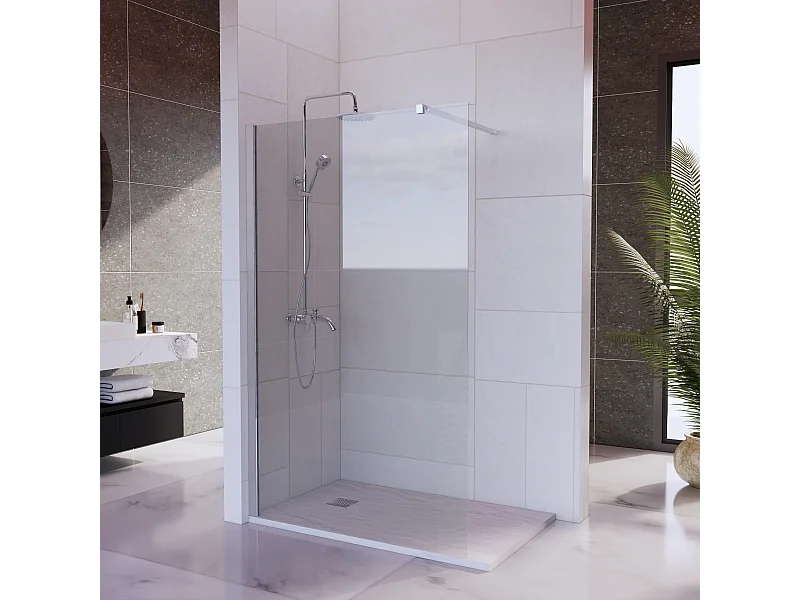 Mampara Ducha Fija 90x200 cm Cristal Templado 8 mm Antical – Eclíptica Home – Cromo Brillo