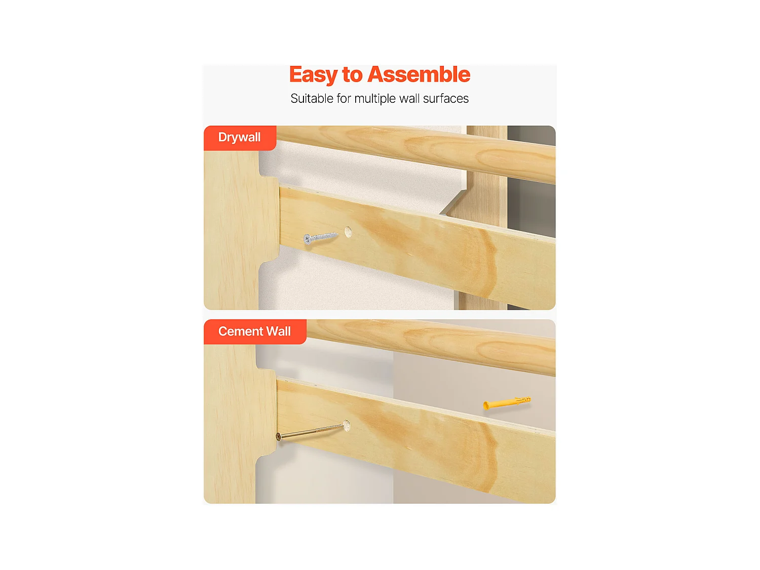 Espaldera de Madera Maciza SucceBuy, Escalera Sueca de Pared a 8 Niveles, Carga 100 kg, Gimnasio de Pared 4-en-1 con Anillos, Barra de Dominadas y Escalera