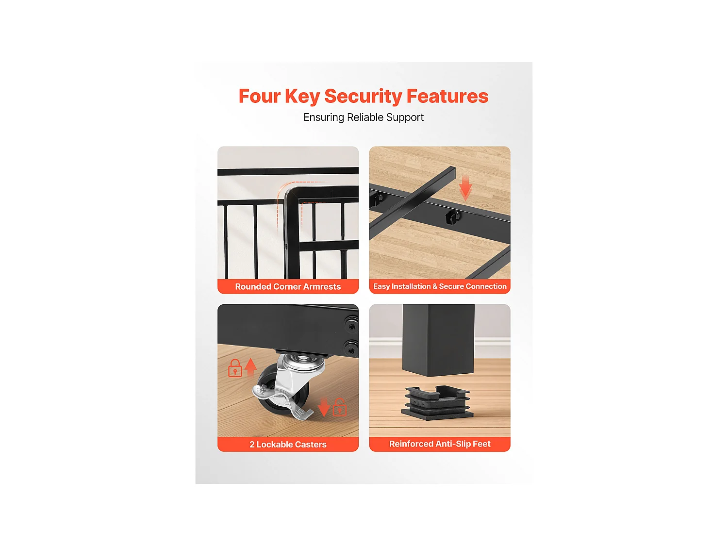 Cadre de Lit SucceBuy de Jour Jumeau en Métal Robuste, Lit Gigogne Jumeau sans Matelas, avec Roues, Station de Charge et Support à Lattes Métalliques