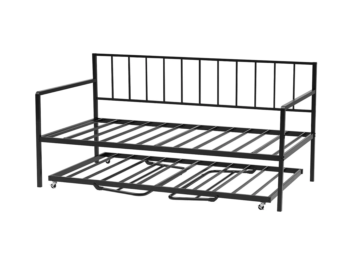 Cadre de Lit SucceBuy de Jour Simple en Métal Robuste, Lit Gigogne Jumeau sans Matelas, Réglable en Hauteur, Facile à Ranger, pour Repos, Salon, Chambre