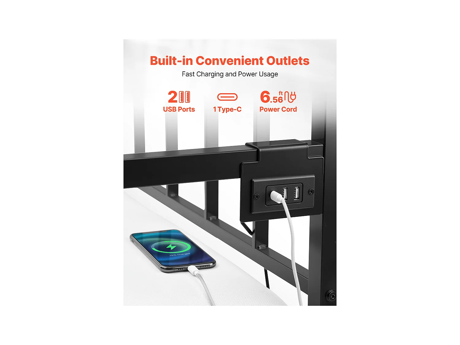 Cadre de Lit SucceBuy de Jour Simple en Métal Robuste, Lit Gigogne Jumeau sans Matelas, Réglable en Hauteur, Facile à Ranger, pour Repos, Salon, Chambre