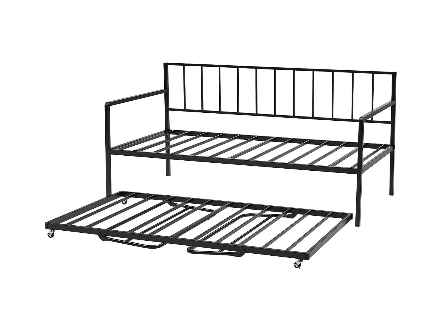 Cadre de Lit SucceBuy de Jour Simple en Métal Robuste, Lit Gigogne Jumeau sans Matelas, Réglable en Hauteur, Facile à Ranger, pour Repos, Salon, Chambre