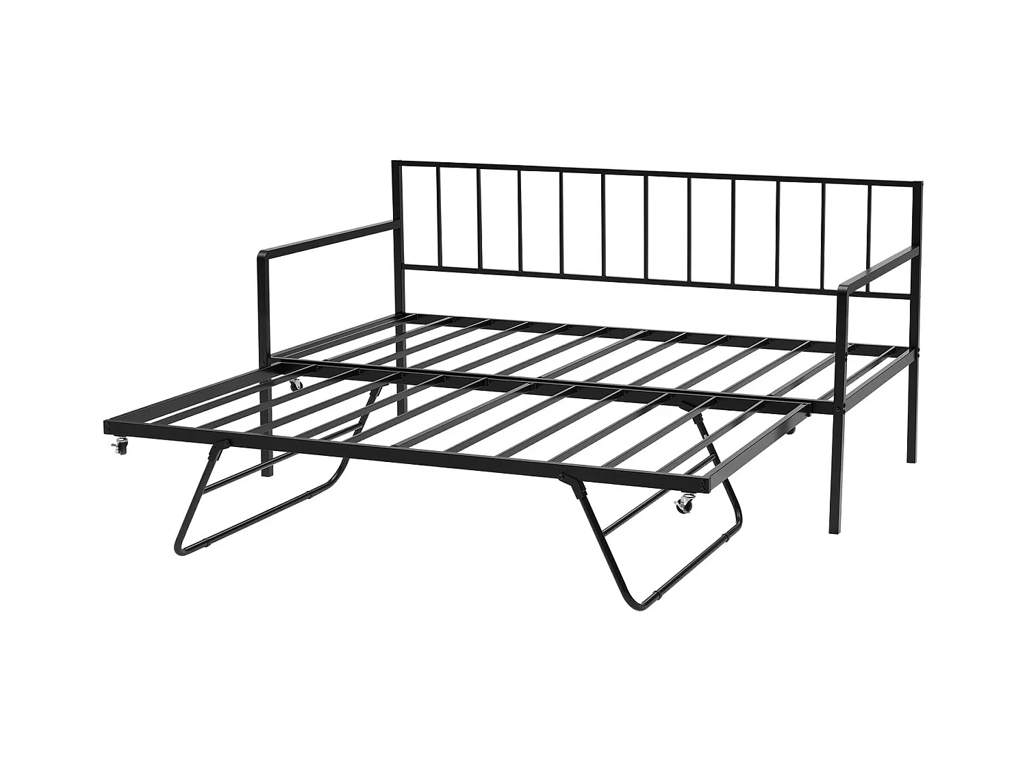 Cadre de Lit SucceBuy de Jour Simple en Métal Robuste, Lit Gigogne Jumeau sans Matelas, Réglable en Hauteur, Facile à Ranger, pour Repos, Salon, Chambre