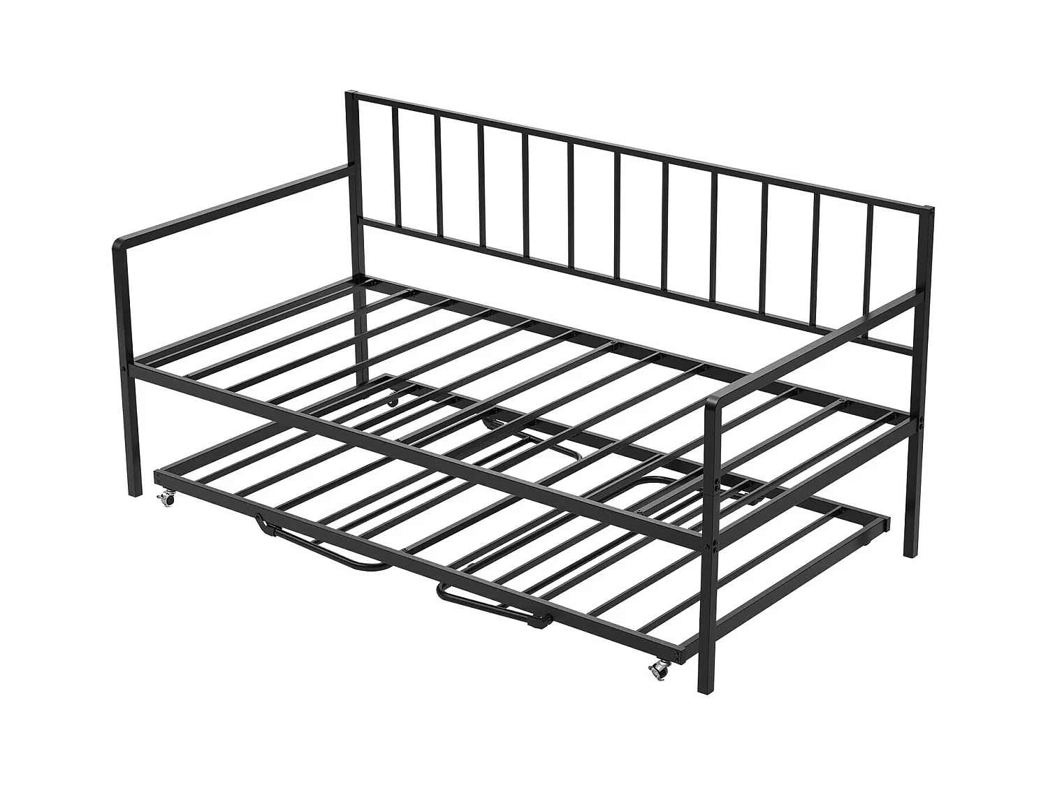 Cadre de Lit SucceBuy de Jour Simple en Métal Robuste, Lit Gigogne Jumeau sans Matelas, Réglable en Hauteur, Facile à Ranger, pour Repos, Salon, Chambre