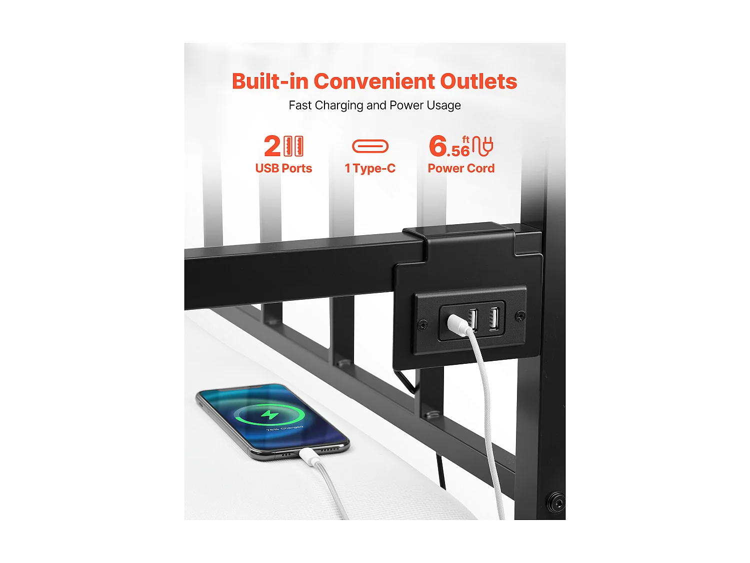 Cadre de Lit SucceBuy de Jour Simple en Métal Robuste, Lit Gigogne Jumeau sans Matelas, Réglable en Hauteur, Facile à Ranger, pour Repos, Salon, Chambre