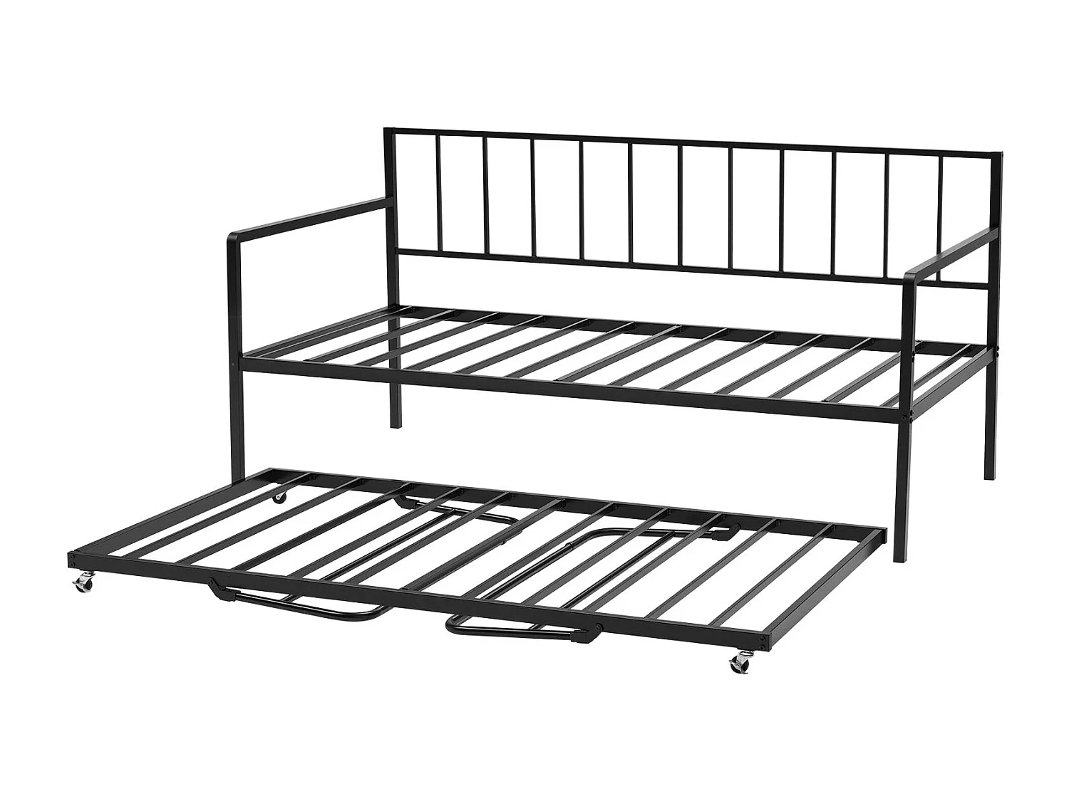 Cadre de Lit SucceBuy de Jour Simple en Métal Robuste, Lit Gigogne Jumeau sans Matelas, Réglable en Hauteur, Facile à Ranger, pour Repos, Salon, Chambre