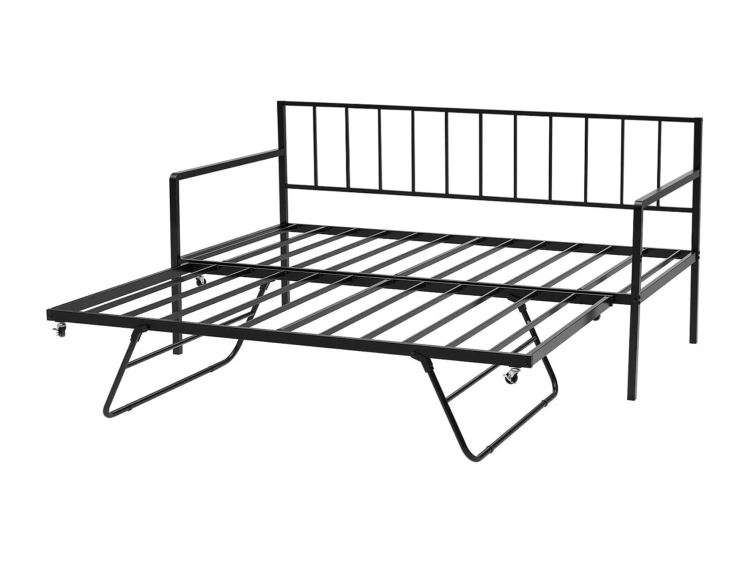 Cadre de Lit SucceBuy de Jour Simple en Métal Robuste, Lit Gigogne Jumeau sans Matelas, Réglable en Hauteur, Facile à Ranger, pour Repos, Salon, Chambre