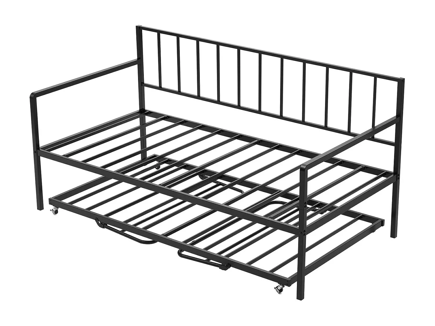 Cadre de Lit SucceBuy de Jour Simple en Métal Robuste, Lit Gigogne Jumeau sans Matelas, Réglable en Hauteur, Facile à Ranger, pour Repos, Salon, Chambre