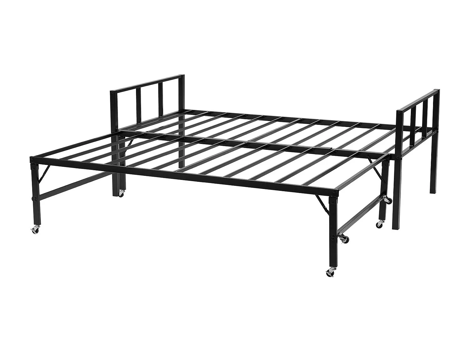 Cadre de Lit SucceBuy de Jour Jumeau en Métal Robuste, Lit Gigogne Jumeau sans Matelas, avec Support à Lattes Métalliques, Facile à Ranger, Noir