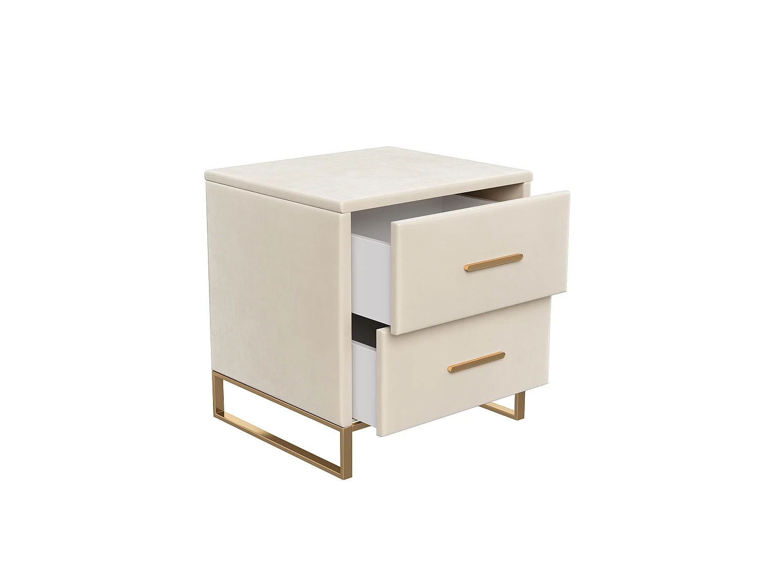 Lot de 2 Table de Chevet, Table de Nuit en Velours avec 2 tiroirs, Table d’Appoint, Meuble de chambre, Table Basse en Tissu, Beige