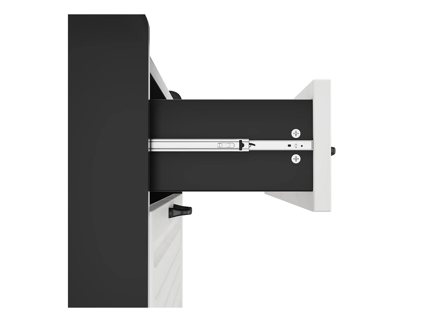 Meuble à chaussures 80x23.5x131cm - avec trois grands abattants - avec 2 tiroirs - noir + blanc