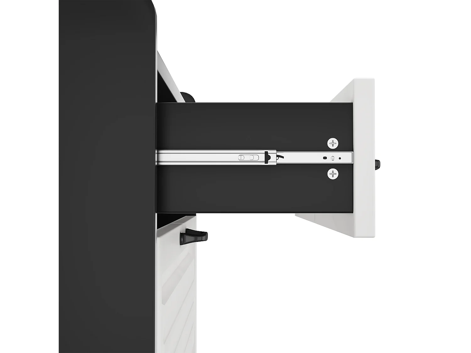 Schuhschrank 80x23.5x131 cm - mit drei großen Klapptüren - mit 2 Schubladen - schwarz + weiß