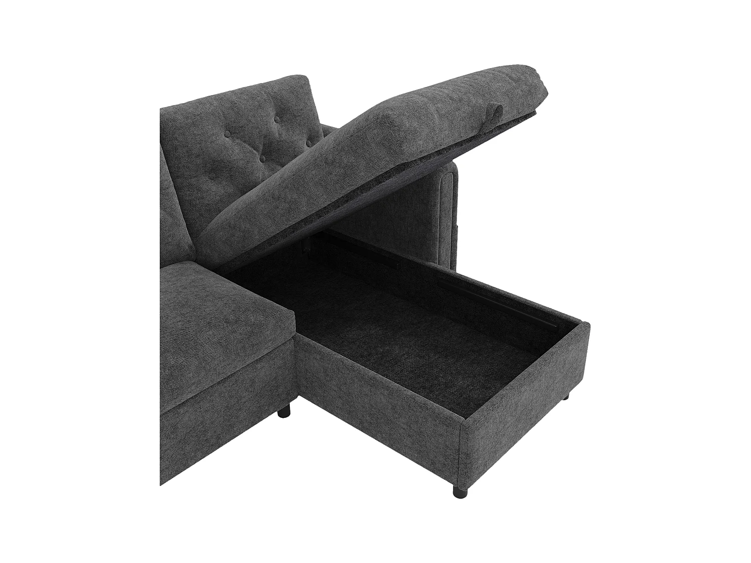 Sofá de canto moderno em L - Com espaço de armazenamento - Ajustável para esquerda e direita - Com bolsos laterais de armazenamento - Veludo - ​​Cinza​