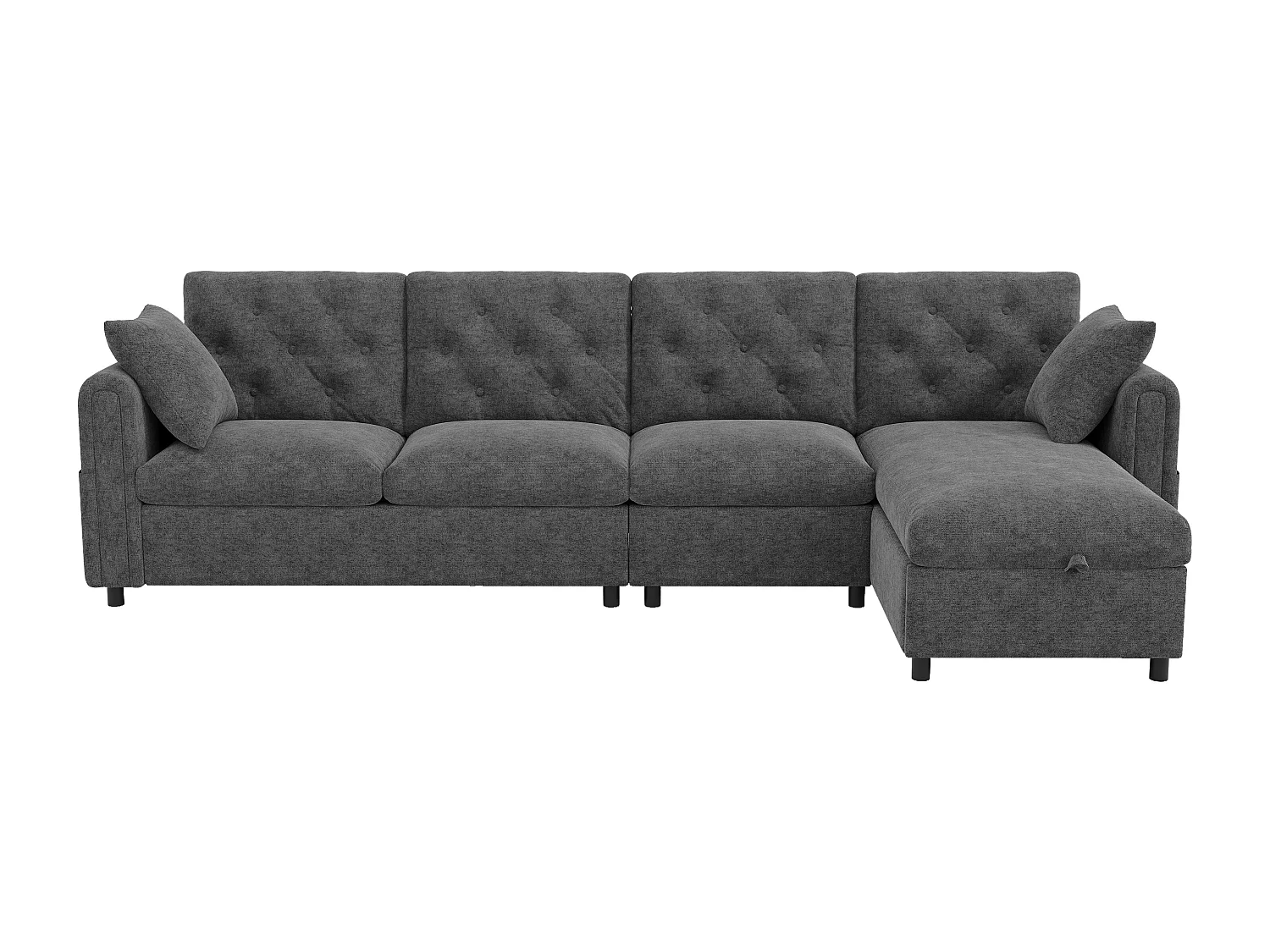 Canapé d'angle moderne en L - avec espace de rangement - réglable à gauche et à droite - avec poches latérales de rangement - velours - Gris