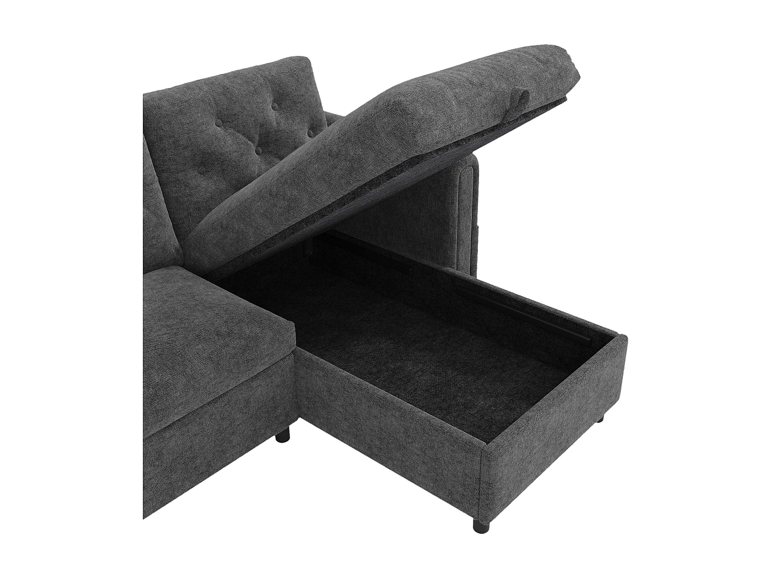 Canapé d'angle moderne en L - avec espace de rangement - réglable à gauche et à droite - avec poches latérales de rangement - velours - Gris