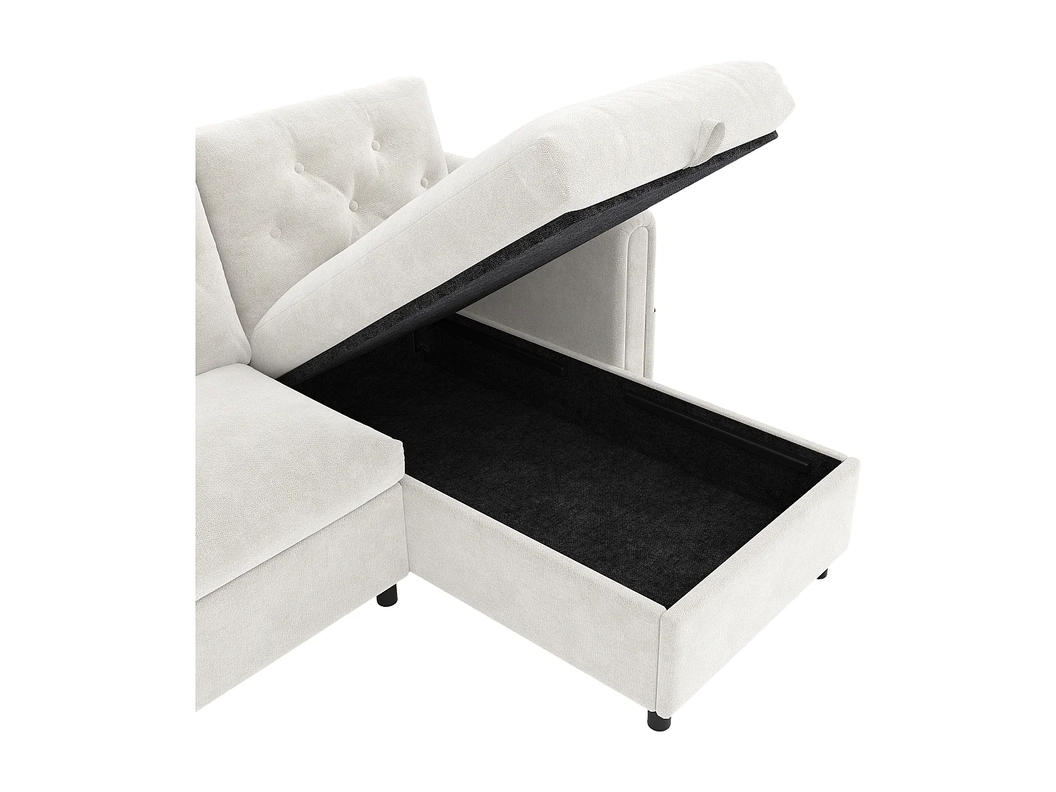 Canapé d'angle moderne en L - avec espace de rangement - réglable à gauche et à droite - avec poches latérales de rangement - velours - Beige