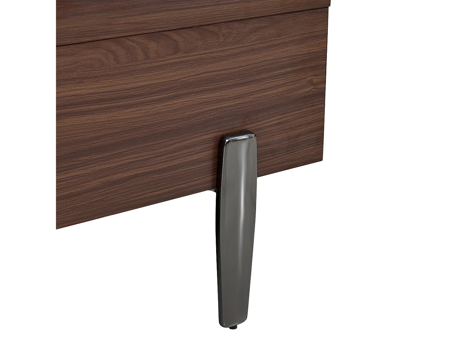 Table basse 105x50x41.5 cm - avec 2 tiroirs - Plateau en verre - Pieds en métal - MDF - Marron