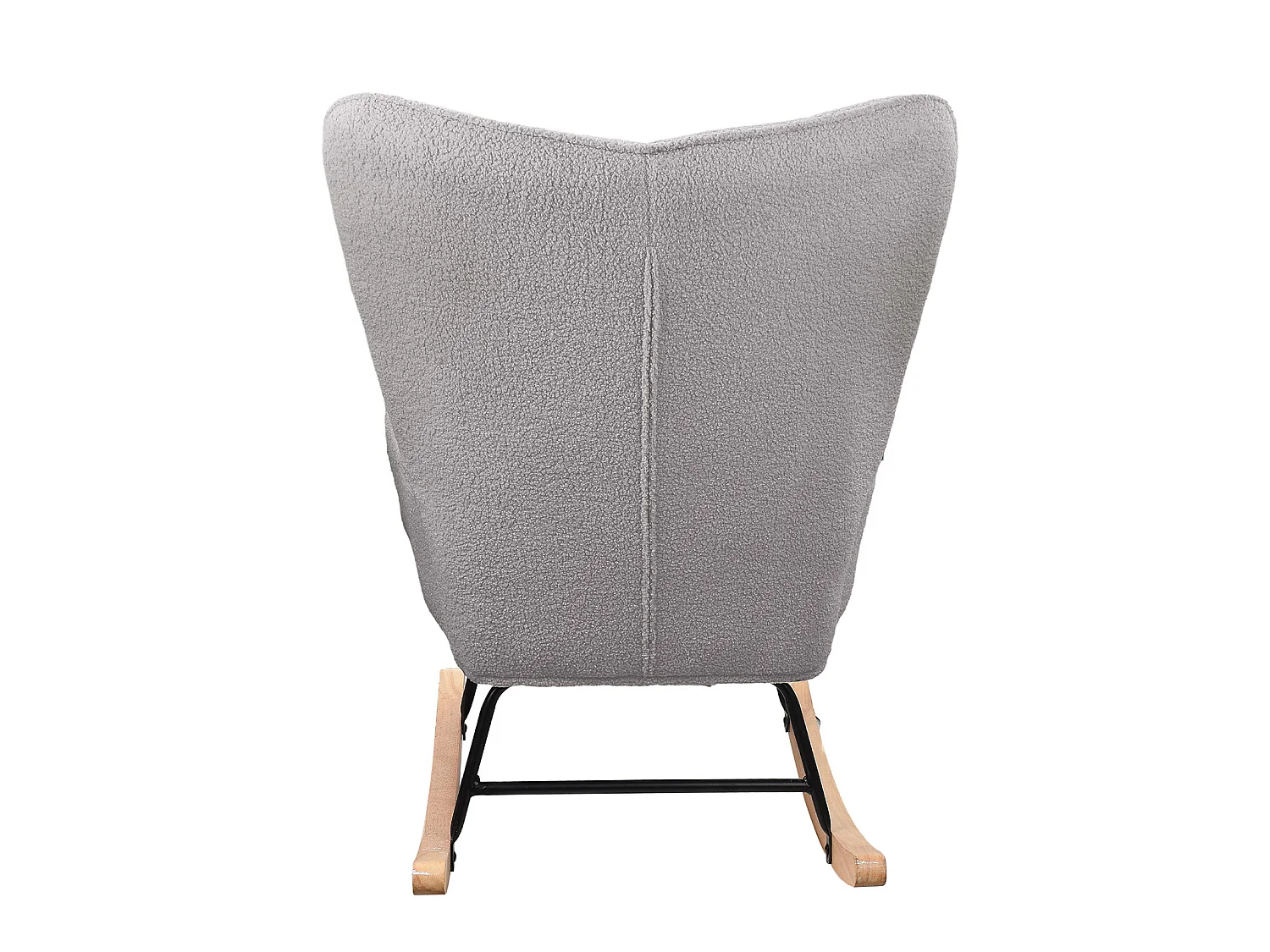 Fauteuil à Bascule - Fauteuil à Oreilles Rembourré - Pieds en Métal et en Bois Massif - Velours Teddy