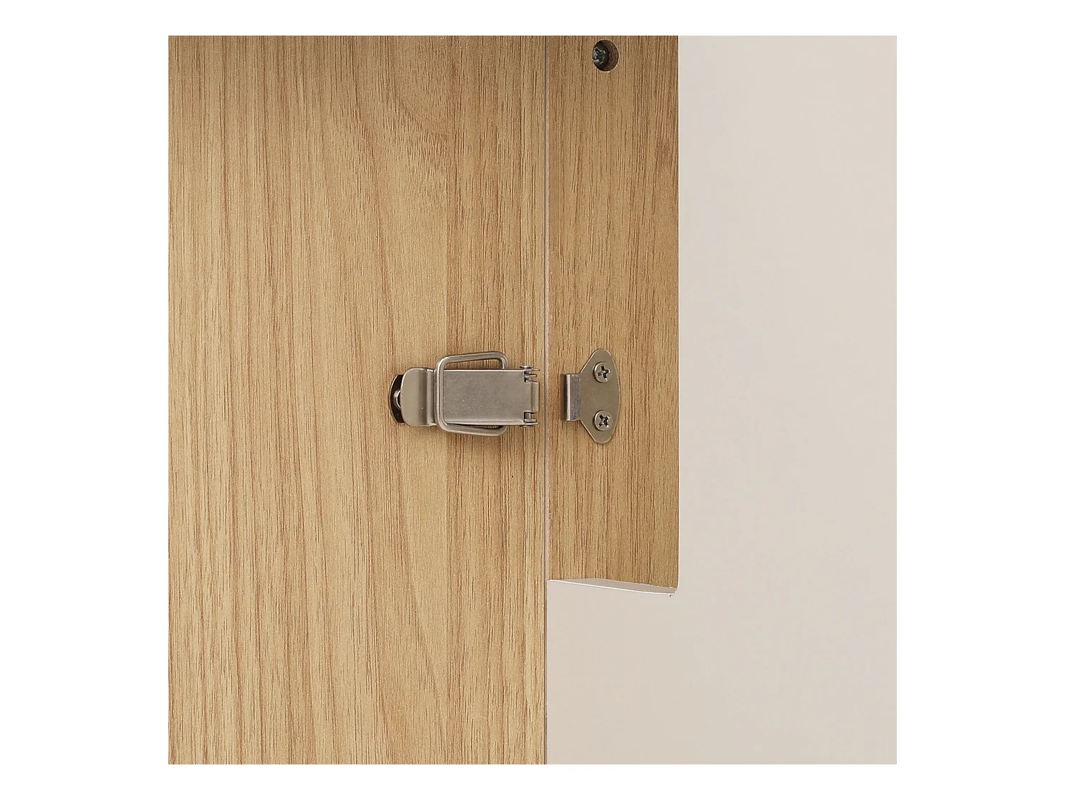 Ilot central de cuisine - avec prise de courant - avec table à manger amovible et extensible - texture du bois - avec 1 porte - naturel + blanc