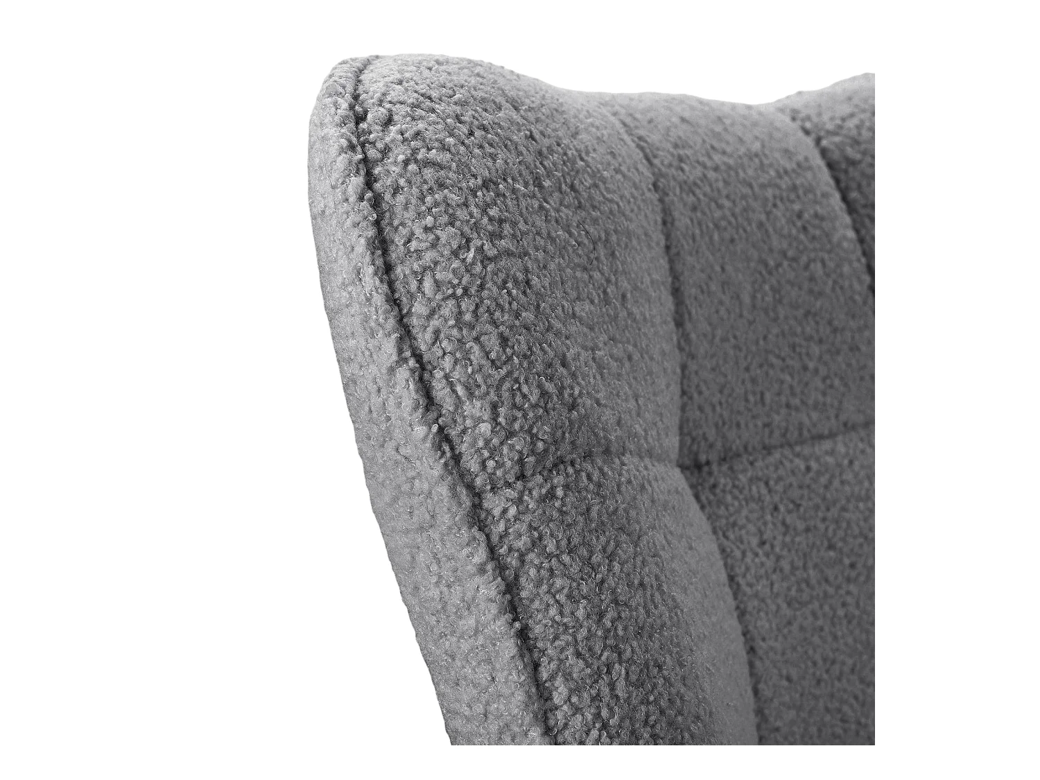 Fauteuil à Bascule - Fauteuil à Oreilles Rembourré - Pieds en Métal et en Bois Massif - Velours Teddy