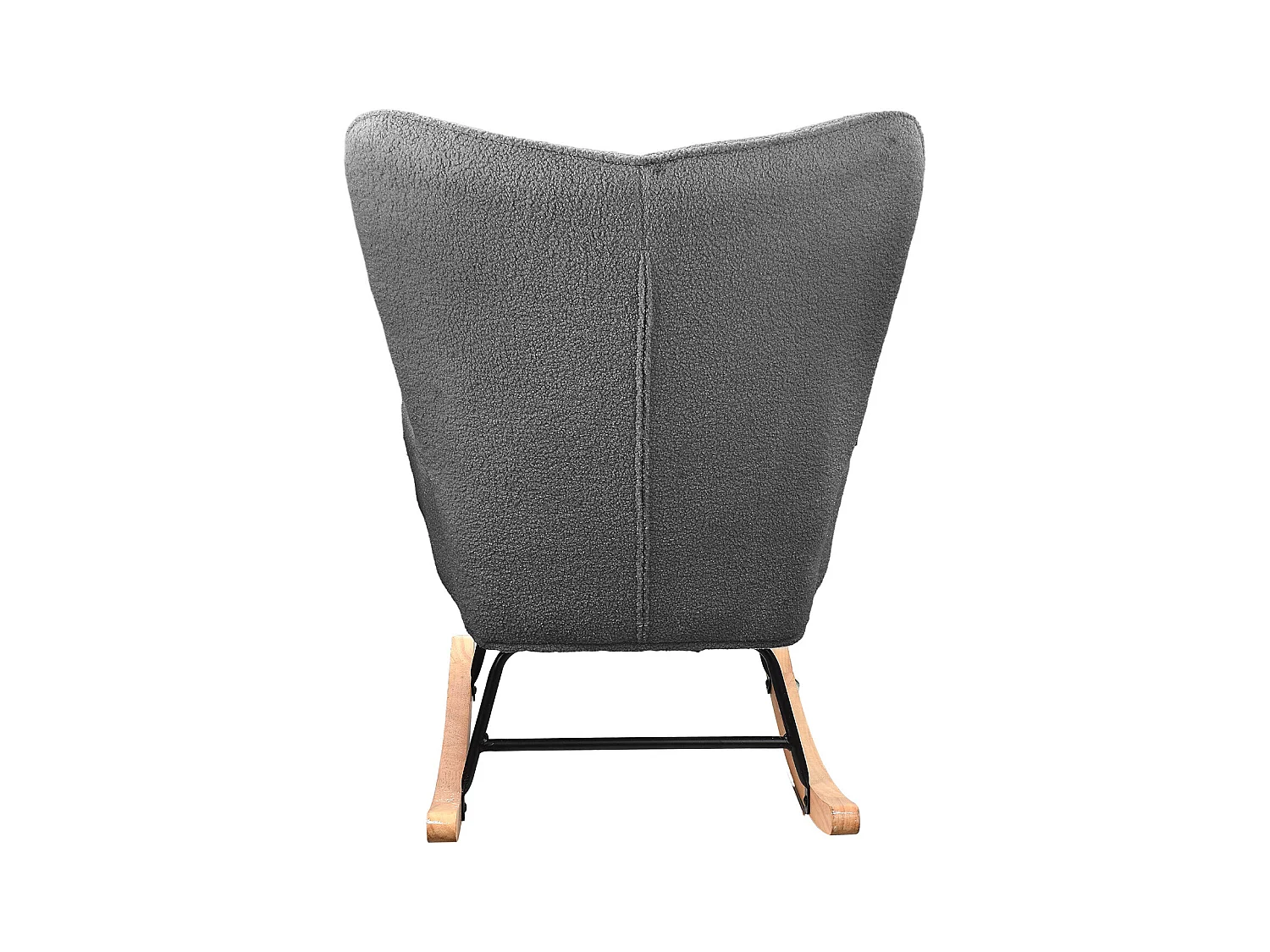 Fauteuil à Bascule - Fauteuil à Oreilles Rembourré - Pieds en Métal et en Bois Massif - Velours Teddy