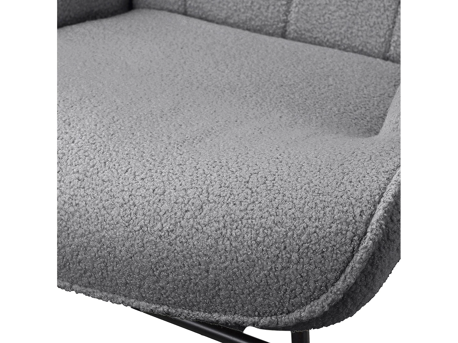 Fauteuil à Bascule - Fauteuil à Oreilles Rembourré - Pieds en Métal et en Bois Massif - Velours Teddy