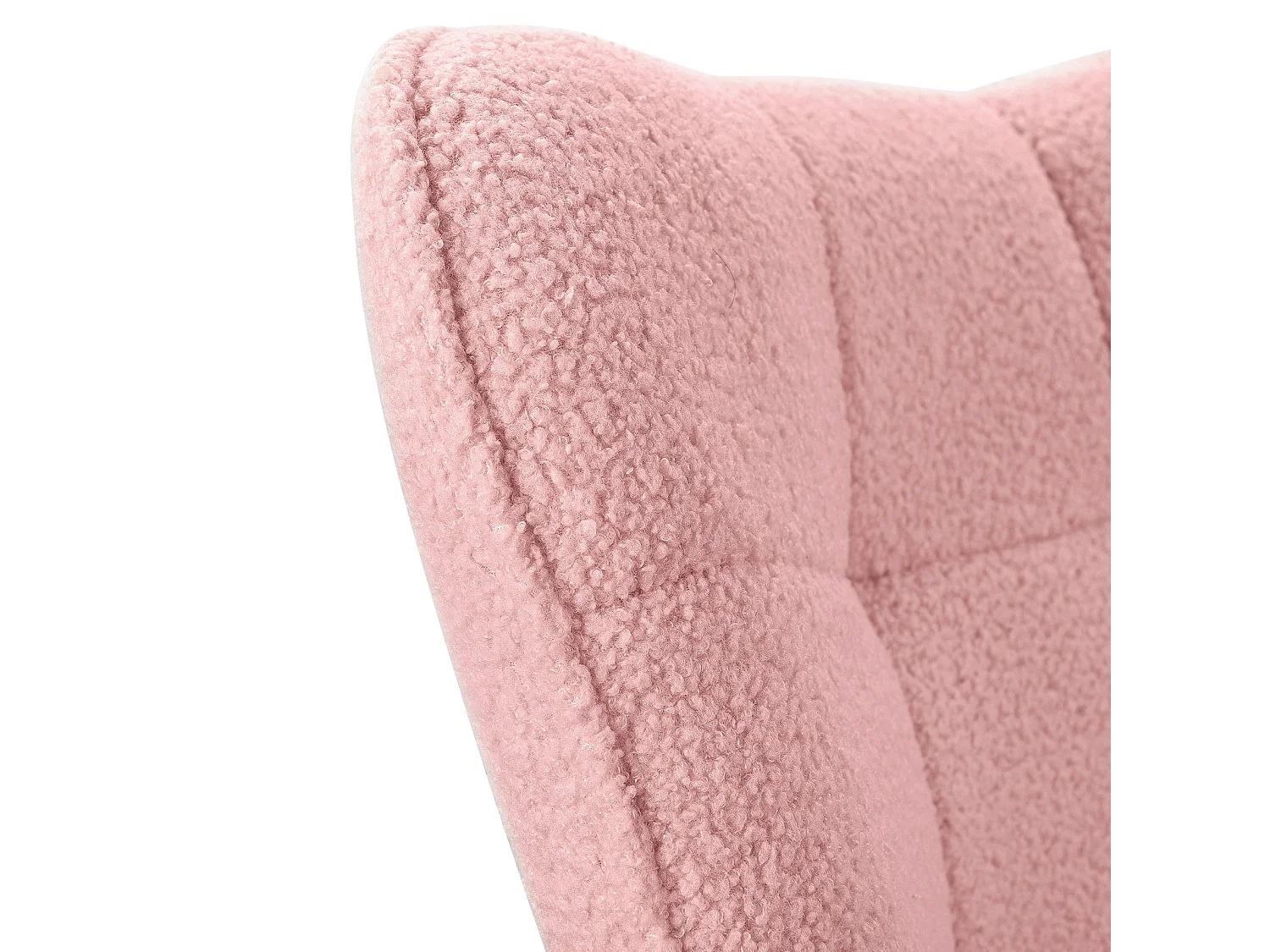 Fauteuil à Bascule - Fauteuil à Oreilles Rembourré - Pieds en Métal et en Bois Massif - Velours Teddy